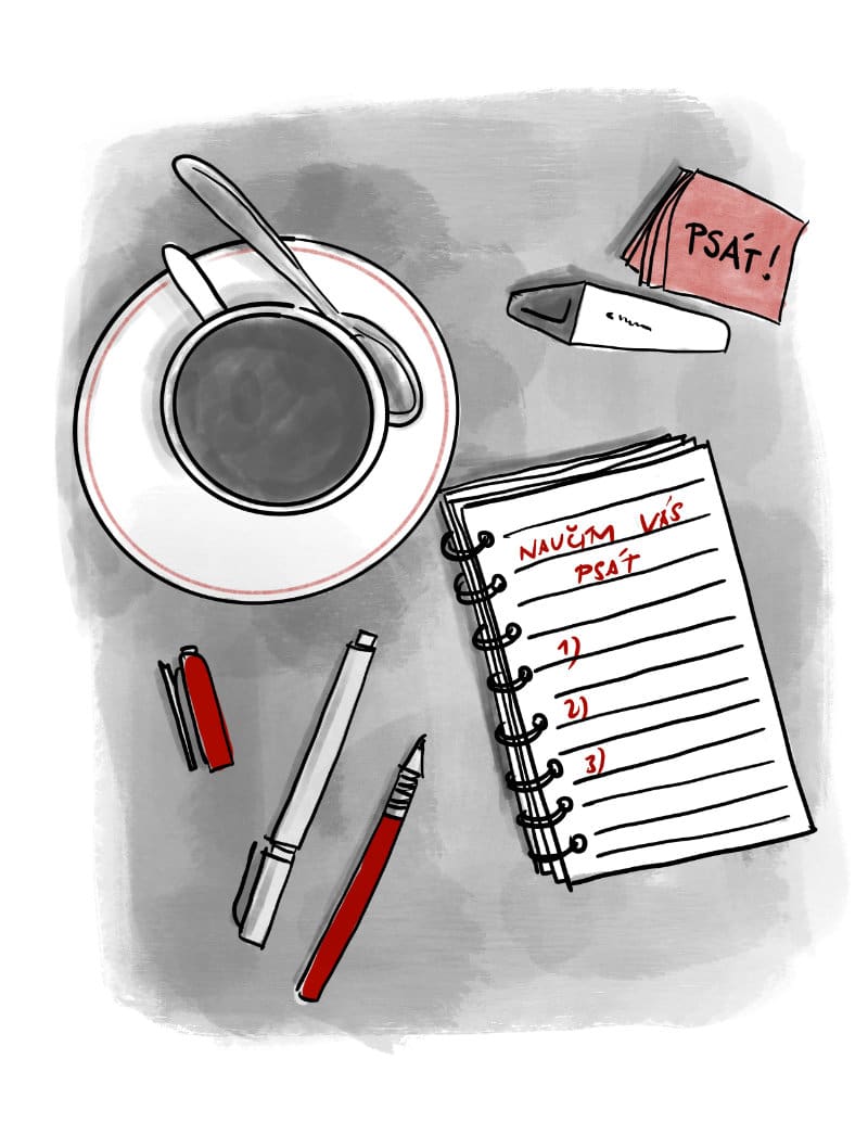 Ilustrace flatlay tužky